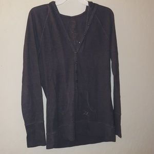 Womens grey long sleeve thermal hoodie shirt XL